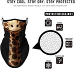 Braga Cuello orejeras para niños Animal jirafa Disfraz Halloween Máscara Cara Ski Snowboard Buff Deporte 