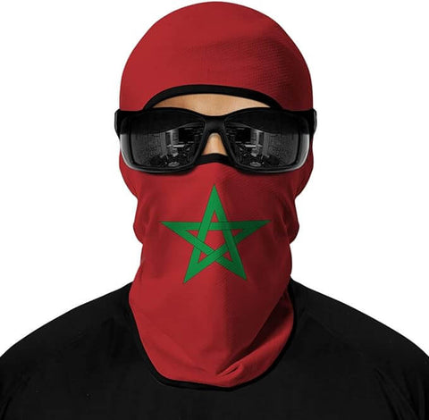 Pasamontañas Balaclava para adultos  Disfraz Halloween Máscara Cara Ski Snowboard Buff Deporte Bandera Marruecos Moroccan Flag Morocco