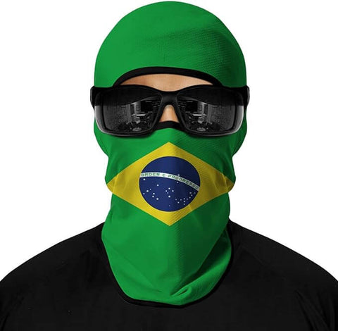 Pasamontañas Balaclava para adultos  Disfraz Halloween Máscara Cara Ski Snowboard Buff Deporte Bandera Brasil Brazil Flag Brasil