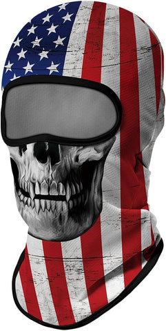 Pasamontañas Balaclava para adultos Skull Skeleton Calavera Feliz Dia de Los Muertos Mexico Disfraz Halloween Máscara Cara Ski Snowboard Buff Deporte Bandera EEUU USA Flag