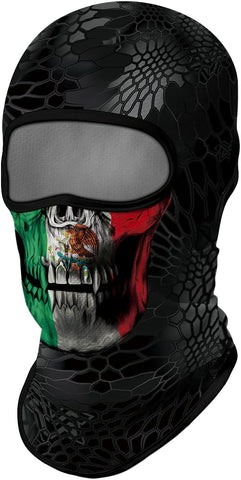 Pasamontañas Balaclava para adultos Skull Skeleton Calavera Feliz Dia de Los Muertos Mexico Disfraz Halloween Máscara Cara Ski Snowboard Buff Deporte Bandera Mexico Mexican Flag