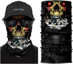 Braga Cuello Tubular para adultos Skull Skeleton Calavera Cartas Disfraz Halloween Máscara Cara Ski Snowboard Buff Deporte
