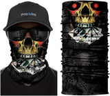Braga Cuello Tubular para adultos Skull Skeleton Calavera Cartas Disfraz Halloween Máscara Cara Ski Snowboard Buff Deporte