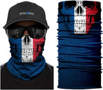 Braga Cuello Tubular para adultos Skull Skeleton Calavera Disfraz Halloween Máscara Cara Ski Snowboard Buff Deporte Bandera Francia French Flag of France