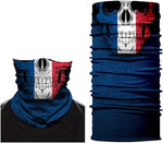 Braga Cuello Tubular para adultos Skull Skeleton Calavera Disfraz Halloween Máscara Cara Ski Snowboard Buff Deporte Bandera Francia French Flag of France