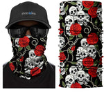 Braga Cuello Tubular para adultos Skull  Roses Skeleton Calavera Rosas Feliz Dia de Los Muertos Mexico Disfraz Halloween Máscara Cara Ski Snowboard Buff Deporte 