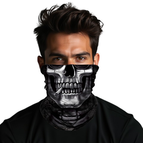 Braga Cuello Tubular para adultos Skull  Smoker Skeleton Calavera Smoker Feliz Dia de Los Muertos Mexico Disfraz Halloween Máscara Cara Ski Snowboard Buff Deporte 