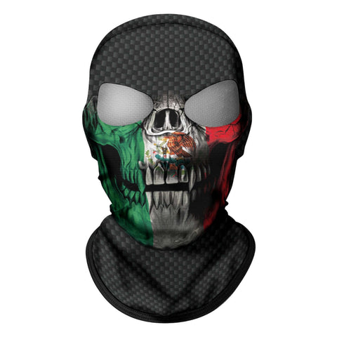 Pasamontañas Balaclava para adultos Skull Skeleton Calavera Feliz Dia de Los Muertos Mexico Disfraz Halloween Máscara Cara Ski Snowboard Buff Deporte Bandera Mexico Mexican Flag Mexico