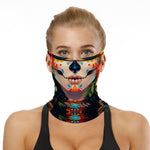 Braga Cuello Tubular para adultos Skull Skeleton Calavera Feliz Dia de Los Muertos Mexico Disfraz Halloween Máscara Cara Ski Snowboard Buff Deporte 