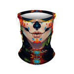 Braga Cuello Tubular para adultos Skull Skeleton Calavera Feliz Dia de Los Muertos Mexico Disfraz Halloween Máscara Cara Ski Snowboard Buff Deporte 