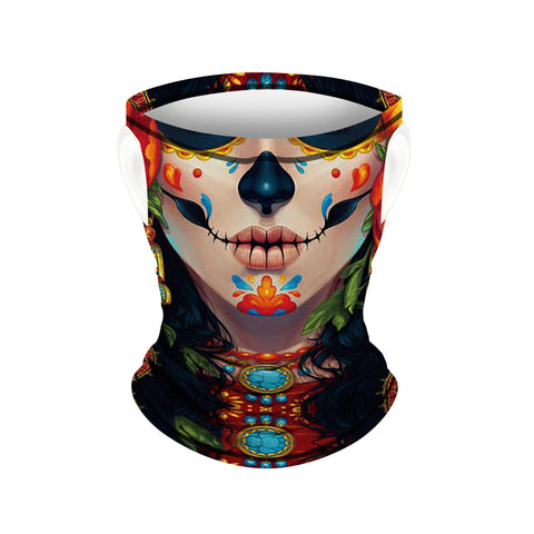 Braga Cuello Tubular para adultos Skull Skeleton Calavera Feliz Dia de Los Muertos Mexico Disfraz Halloween Máscara Cara Ski Snowboard Buff Deporte 