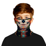 Braga Cuello Tubular para niños Skull Skeleton Calavera Feliz Dia de Los Muertos Mexico Disfraz Halloween Máscara Cara Ski Snowboard Buff Deporte 
