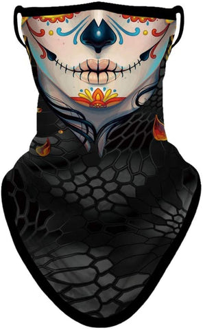 Braga Cuello Tubular para adultos Skull Doll Skeleton Calavera Muñeca Feliz Dia de Los Muertos Mexico Disfraz Halloween Máscara Cara Ski Snowboard Buff Deporte