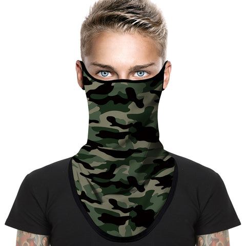 Braga Cuello Tubular para adultos Camuflaje Verde Máscara Cara Orejeras Ski Snowboard Buff Deporte