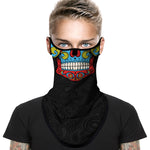 Braga Cuello Tubular para adultos Skull Skeleton Calavera Feliz Dia de Los Muertos Mexico Disfraz Halloween Máscara Cara Ski Snowboard Buff Deporte