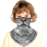 Pañuelo Bandana Orejeras Braga Cuello Tubular para niños Disfraz Halloween Máscara Cara Ski Snowboard Buff Deporte Animal Tigre Gris