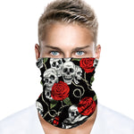 Braga Cuello Tubular para adultos Skull  Roses Skeleton Calavera Rosas Feliz Dia de Los Muertos Mexico Disfraz Halloween Máscara Cara Ski Snowboard Buff Deporte 
