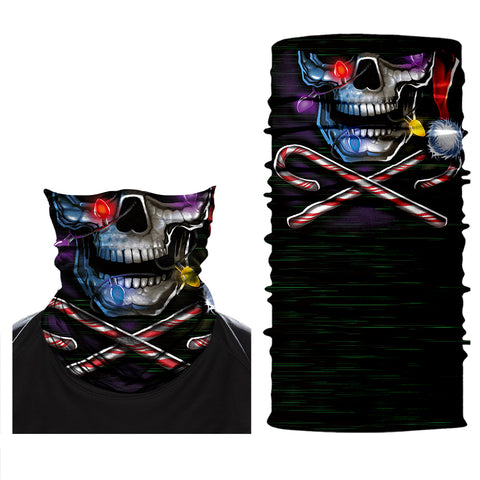 Braga Cuello Tubular para adultos Skull Skeleton Calavera Santa Claus Disfraz Navidad Luces Colores