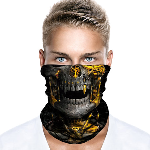 Braga Cuello Tubular para adultos Skull Skeleton Calavera Dorada Feliz Dia de Los Muertos Mexico Disfraz Halloween Máscara Cara Ski Snowboard Buff Deporte 