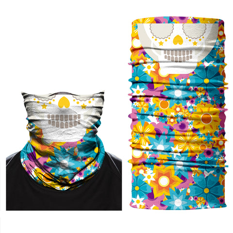 Braga Cuello Tubular para adultos Skull Skeleton Calavera Feliz Dia de Los Muertos Mexico Disfraz Halloween Máscara Cara Ski Snowboard Buff Deporte 