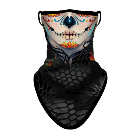 Braga Cuello Tubular para niños Skull Doll Skeleton Calavera Muñeca Feliz Dia de Los Muertos Mexico Disfraz Halloween Máscara Cara Ski Snowboard Buff Deporte