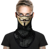 Pañuelo Bandana Orejeras Braga Cuello Tubular para adultos Disfraz Halloween Máscara Cara Ski Snowboard Buff Deporte Personaje Vendetta Money Heist La Casa de papel