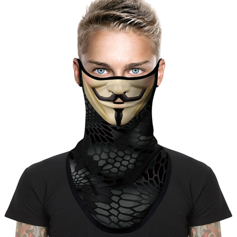 Pañuelo Bandana Orejeras Braga Cuello Tubular para adultos Disfraz Halloween Máscara Cara Ski Snowboard Buff Deporte Personaje Vendetta Money Heist La Casa de papel