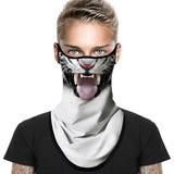Pañuelo Bandana Orejeras Braga Cuello Tubular para adultos Disfraz Halloween Máscara Cara Ski Snowboard Buff Deporte Tigre Blanco Animal