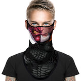 Braga Cuello Tubular para adultos Personaje Comics Dos Caras Two Faces Angry Disfraz Halloween Máscara Cara Ski Snowboard Buff Deporte