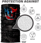 Braga Cuello Tubular para adultos Skull Skeleton Calavera Disfraz Halloween Máscara Cara Ski Snowboard Buff Deporte Bandera Estado Unidos USA Flag