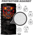Braga Cuello Tubular para adultos Skull Skeleton Calavera  Llamas Disfraz Halloween Máscara Cara Ski Snowboard Buff Deporte