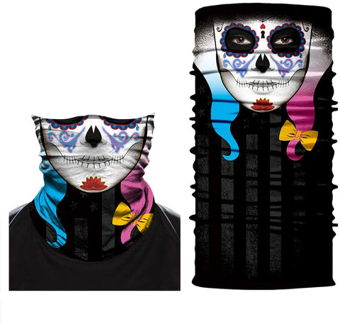 Braga Cuello Tubular para adultos Mexico Feliz dia de los muertos para mujer Harley Quinn DC Comics Joker