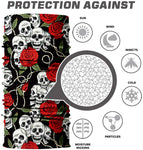 Braga Cuello Tubular para adultos Skull  Roses Skeleton Calavera Rosas Feliz Dia de Los Muertos Mexico Disfraz Halloween Máscara Cara Ski Snowboard Buff Deporte 
