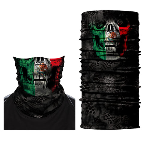Braga Cuello Tubular para adultos Skull Skeleton Calavera Bandera Mexico Mexican Flag 