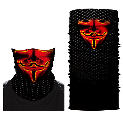 Braga Cuello Tubular para adultos Personaje Vendetta Money Heist La Casa de Papel Disfraz Halloween Máscara Cara Ski Snowboard Buff Deporte